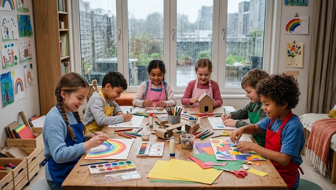 Gør en regnvejrsdag til et kreativt værksted for børn